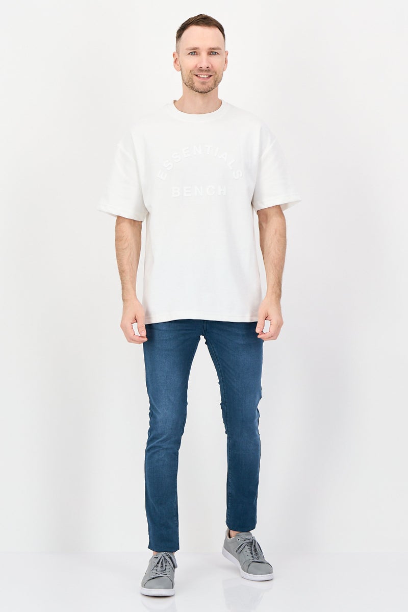 Bench Men Crew Neck Short Sleeve Brand Logo T-Shirt, White - Image 4